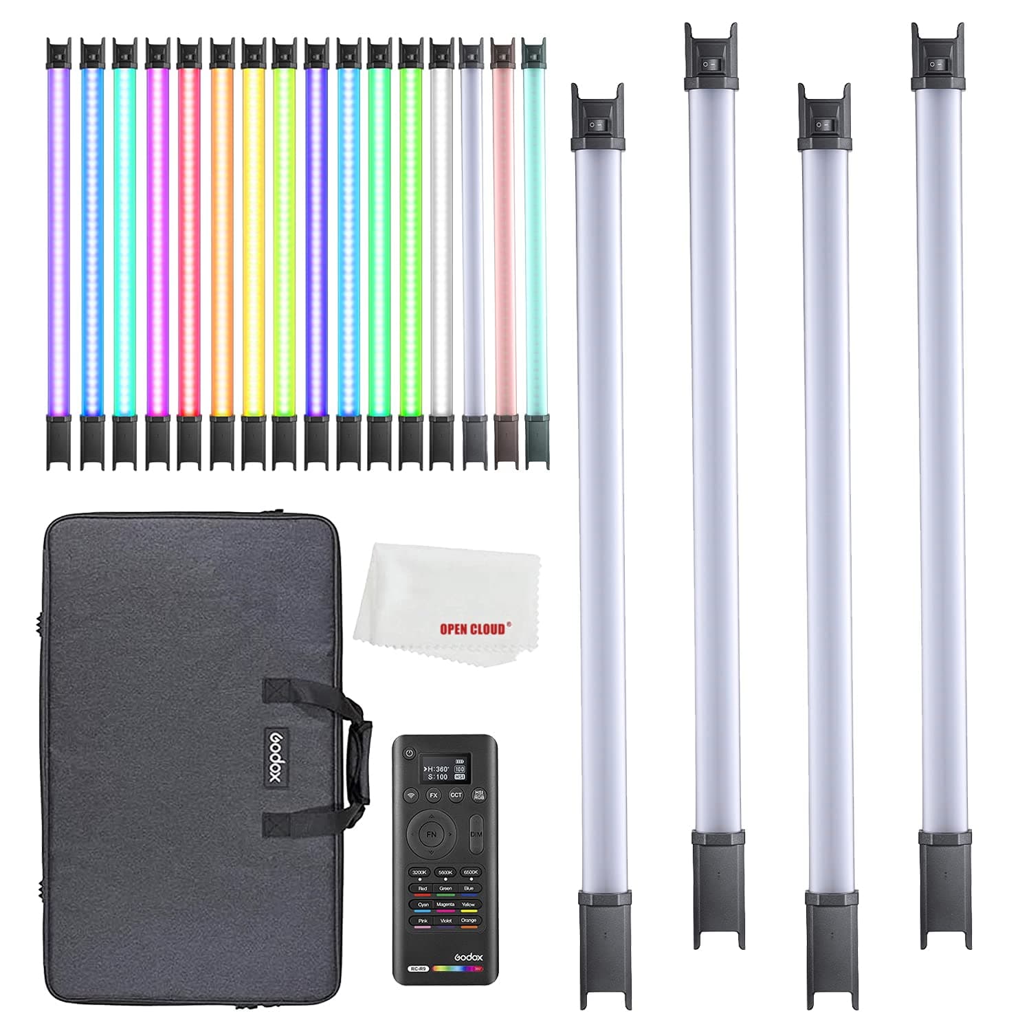 Godox TL60 4-Light Kit RGB Tube Light, CRI 96 TLCI 98 Accurate Color